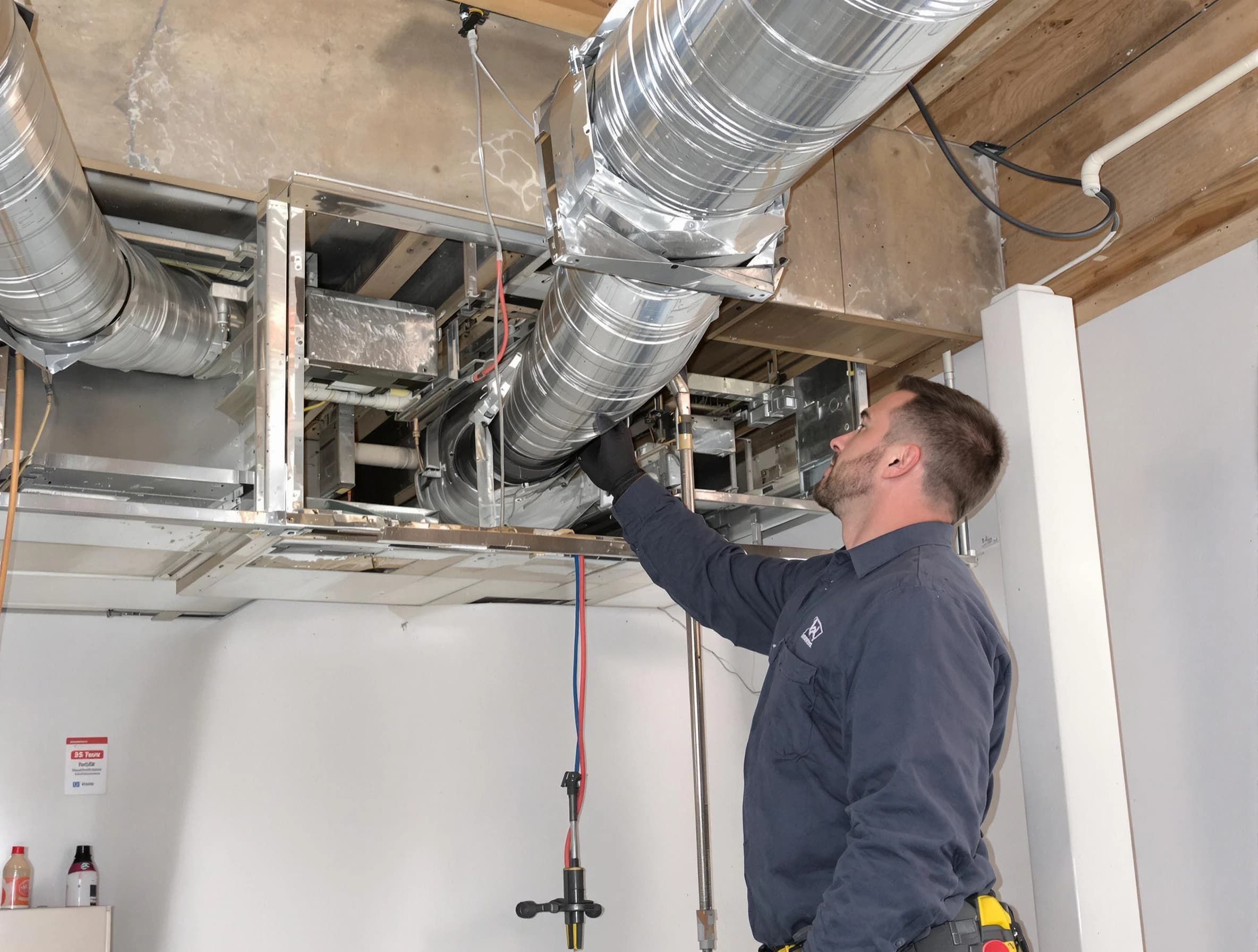 Cave Creek Air Duct Cleaning technician performing professional air duct repair using specialized tools in Cave Creek