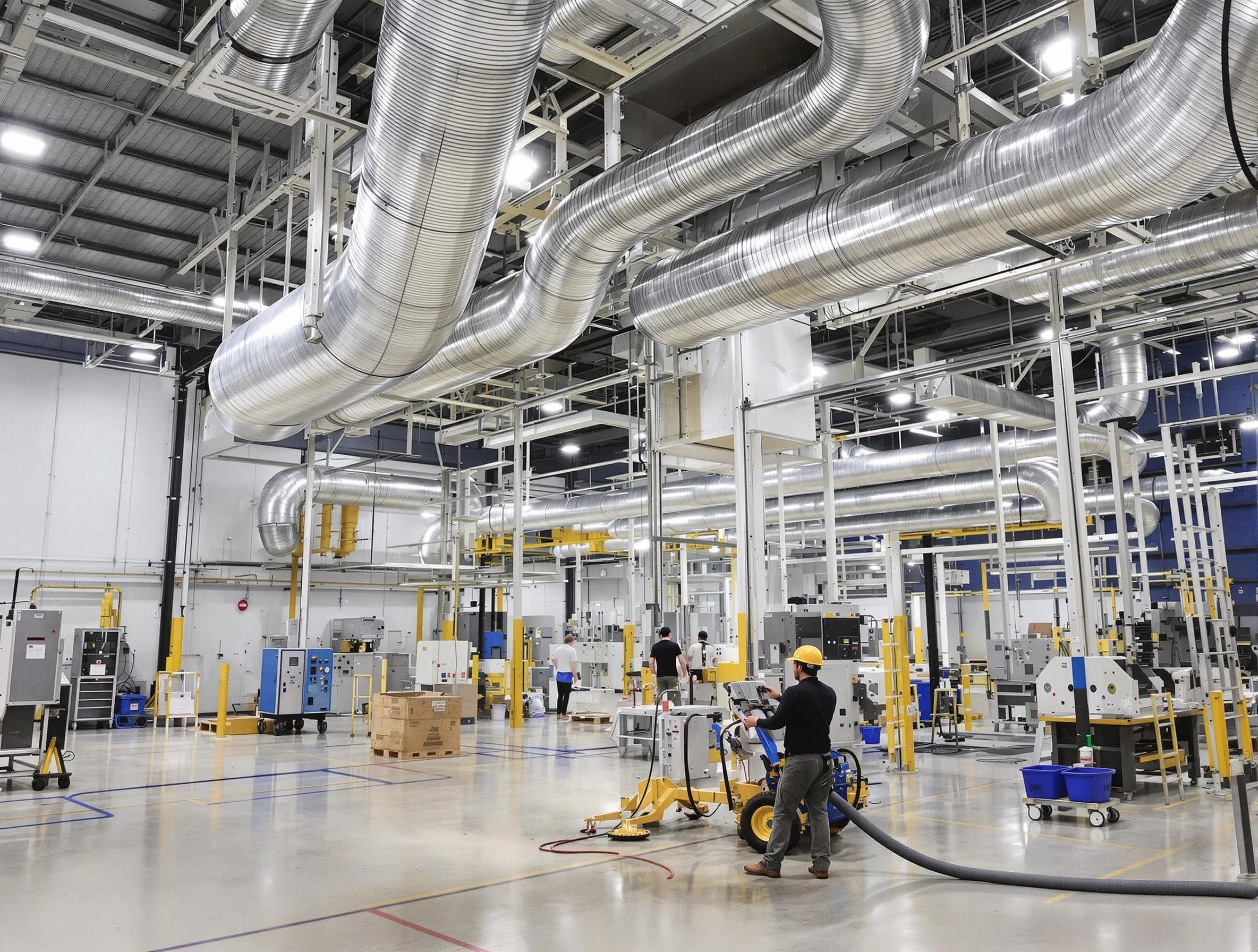 Cave Creek Air Duct Cleaning team performing comprehensive industrial duct cleaning at a large facility in Cave Creek
