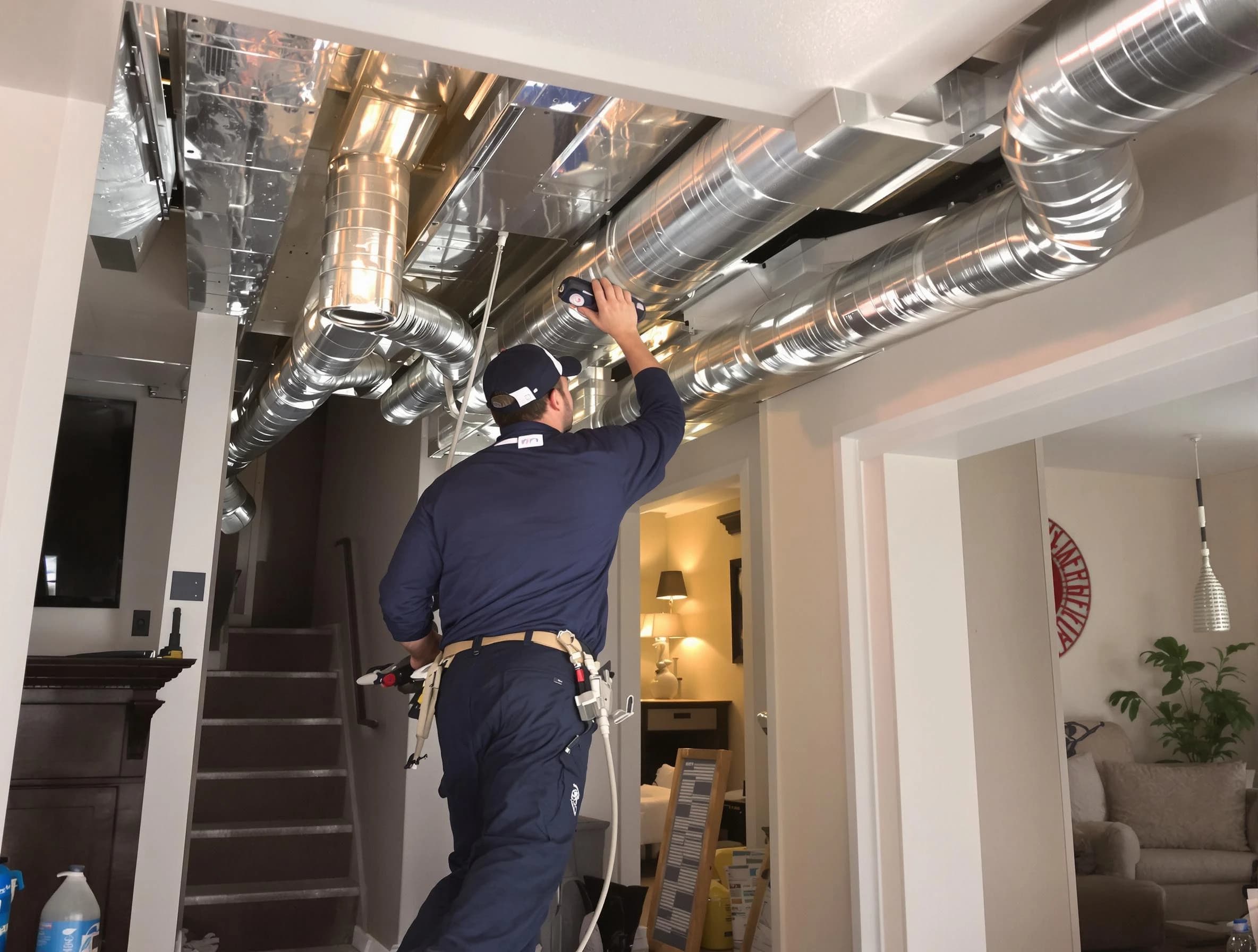 Cave Creek Air Duct Cleaning expert performing specialized duct cleaning in a mobile home in Cave Creek