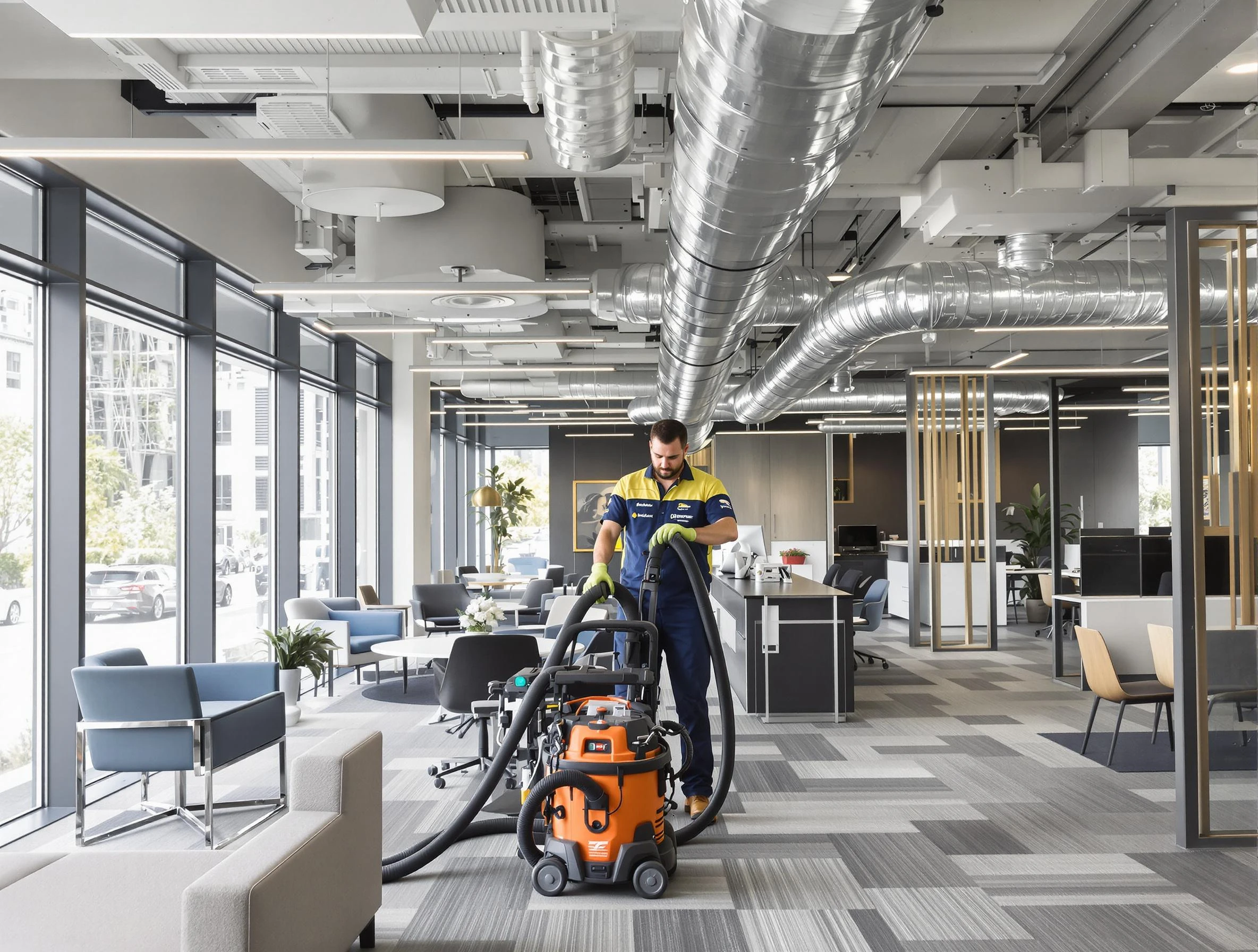 Cave Creek Air Duct Cleaning team performing thorough commercial duct cleaning at a Cave Creek business center